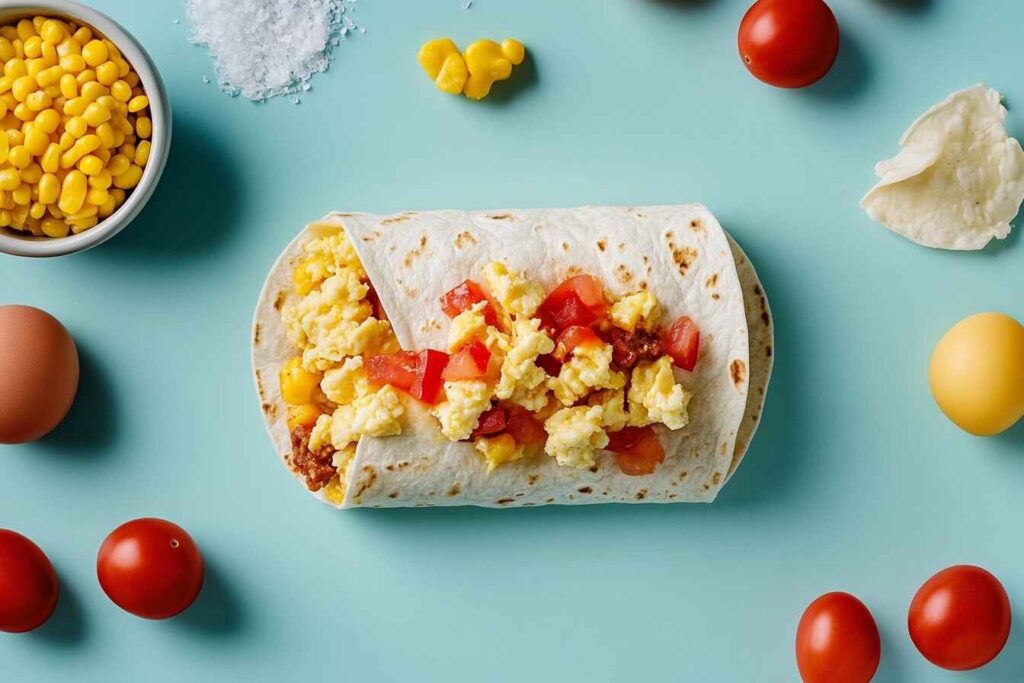 Nutrition facts for a healthy breakfast burrito.