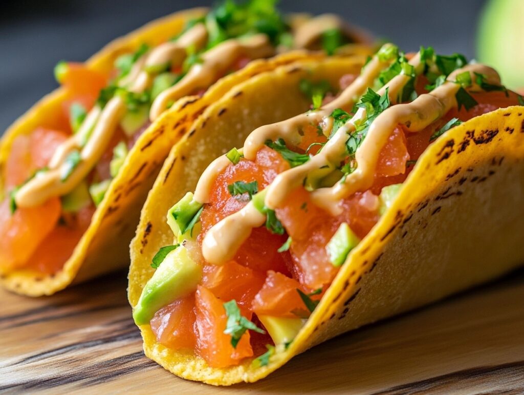 Fusion Salmon Sashimi Tacos